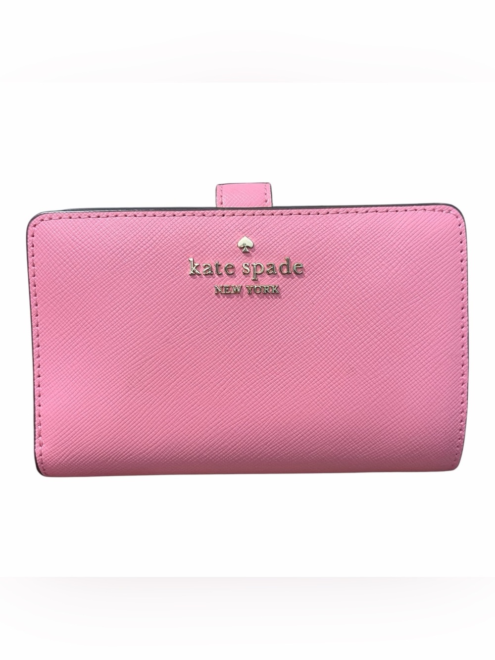 kate spade Pink Saffiano Continental Wallet with Gold Logo